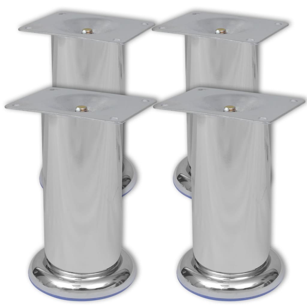 4 x Furniture Leg Sofa Leg Plinth Leg Chrome Round 120 mm