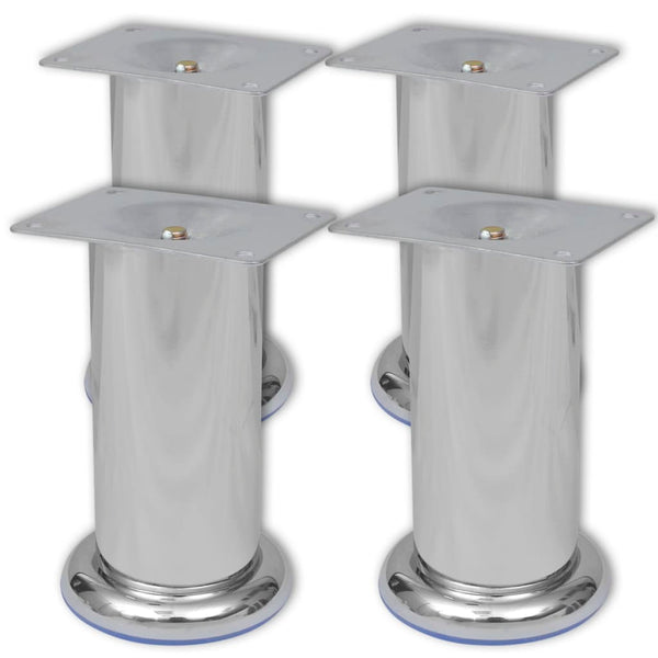 4 x Furniture Leg Sofa Leg Plinth Leg Chrome Round 120 mm