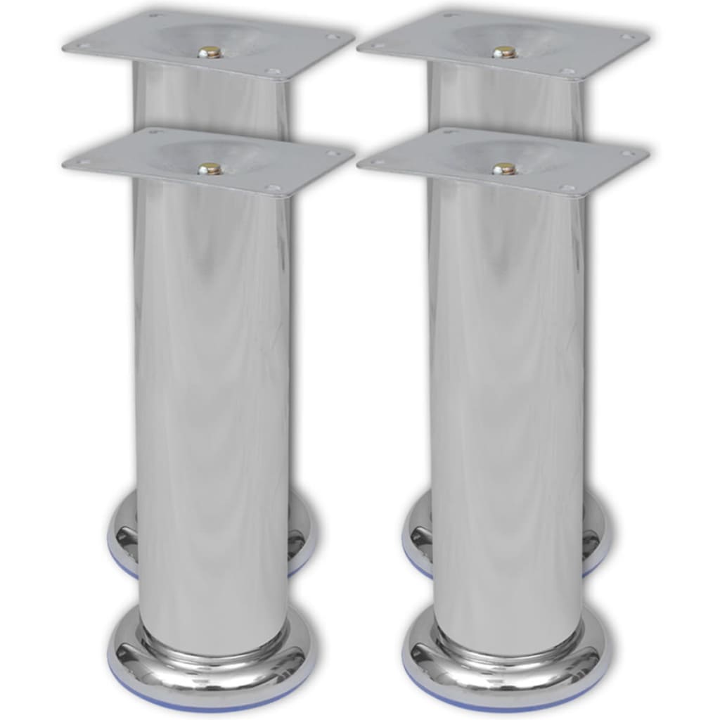 4 x Furniture Leg Sofa Leg Plinth Leg Chrome Round 180 mm