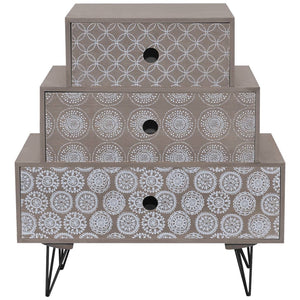 vidaXL Nightstand with 3 Drawers Grey and Brown