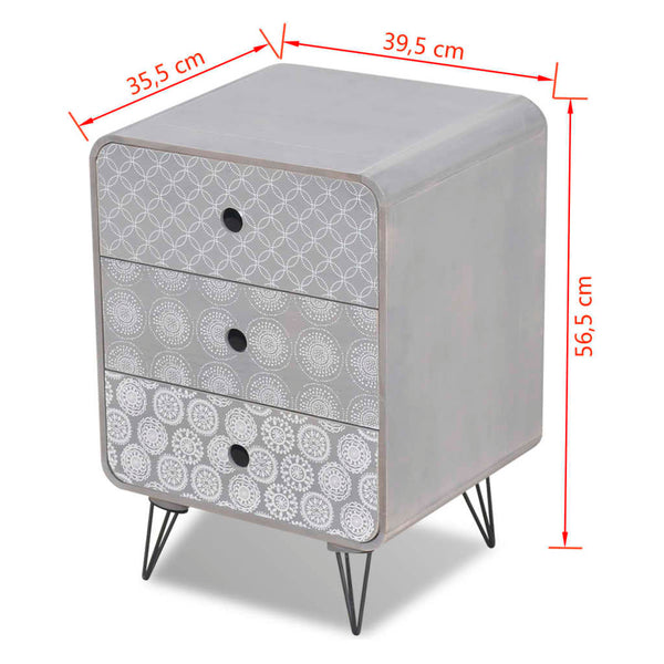 vidaXL Side Cabinet with 3 Drawers Grey
