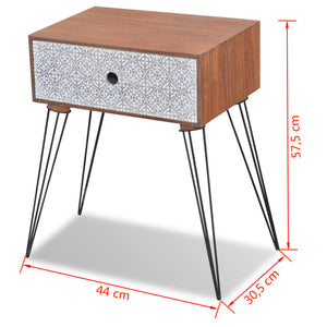 vidaXL Nightstand with 1 Drawer Rectangular Brown