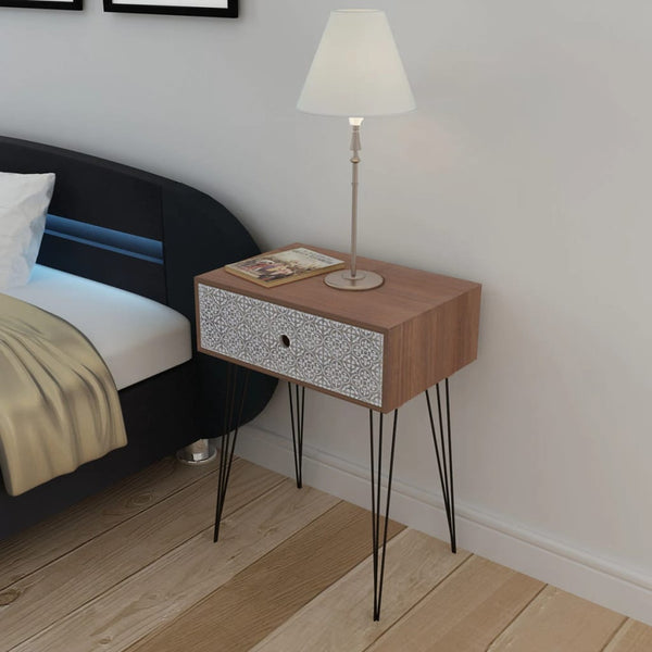 vidaXL Nightstand with 1 Drawer Rectangular Brown