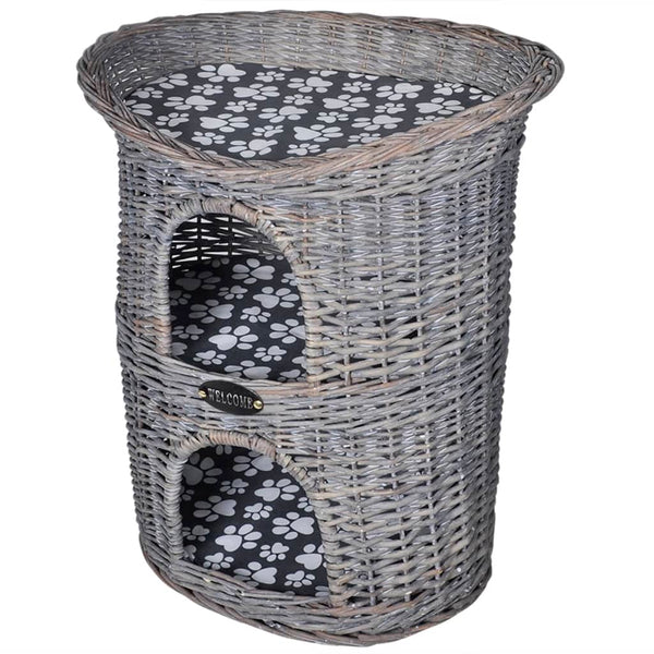 Cat house with 2 levels and willow cushion
