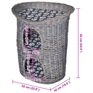 Cat house with 2 levels and willow cushion