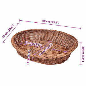 vidaXL Wicker Dog Bed Natural 90 cm