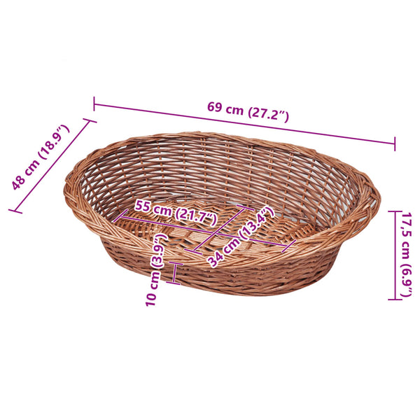 vidaXL Woven Wicker Dog Basket Natural 69 cm