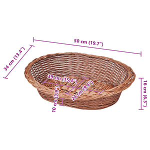 vidaXL Wicker Dog Basket Natural 50 cm