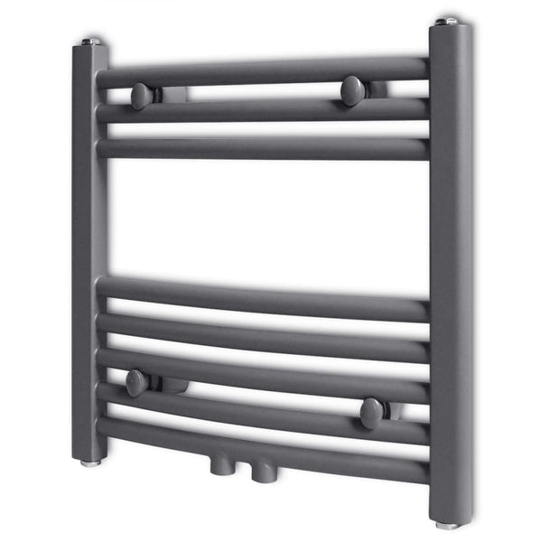 Towel Radiator Hot Water Curved Grey 480x480 mm