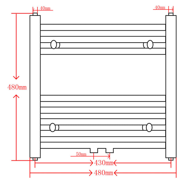 Towel Radiator Hot Water Curved Grey 480x480 mm
