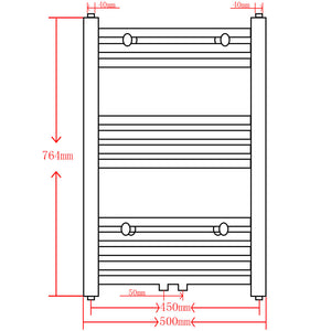 Towel Radiator Hot Water Straight Black 500x764 mm