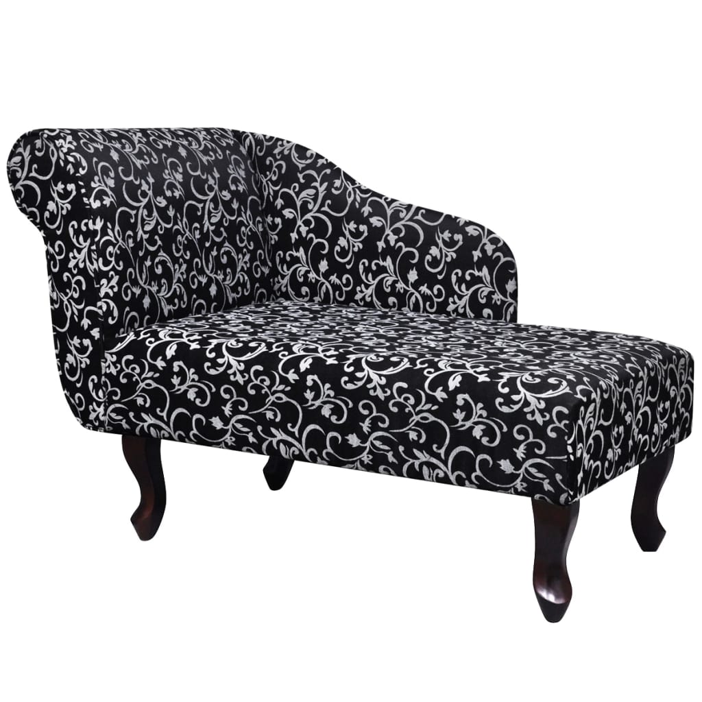 vidaXL Chaise Lounge Black and White Fabric
