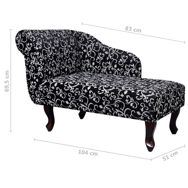 vidaXL Chaise Lounge Black and White Fabric