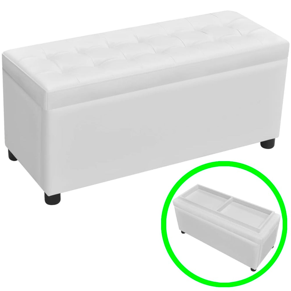 vidaXL Padded Storage Bench Faux Leather White
