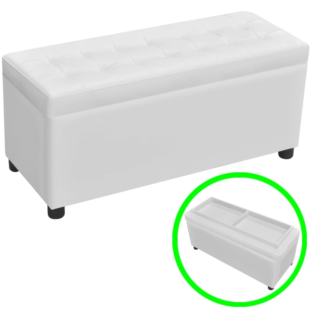 vidaXL Padded Storage Bench Faux Leather White