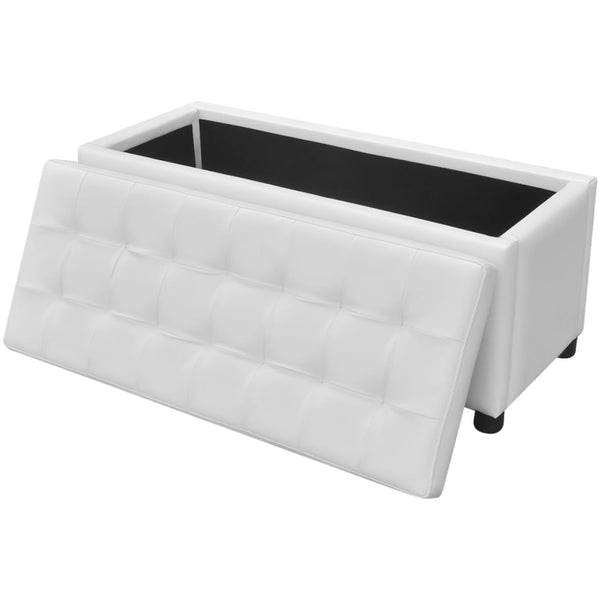 vidaXL Padded Storage Bench Faux Leather White