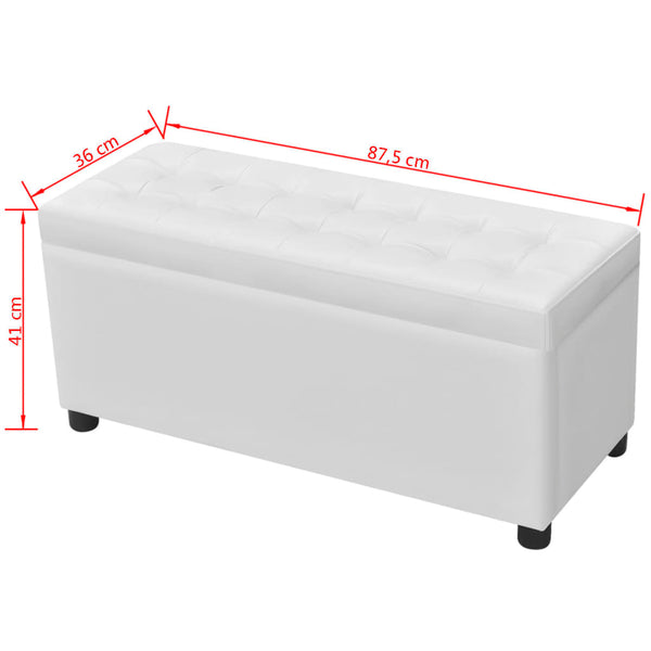 vidaXL Padded Storage Bench Faux Leather White