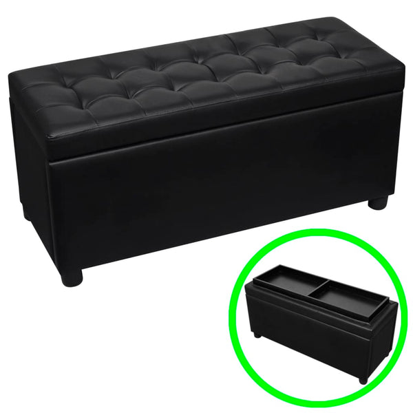 vidaXL Padded Storage Bench Faux Leather Black