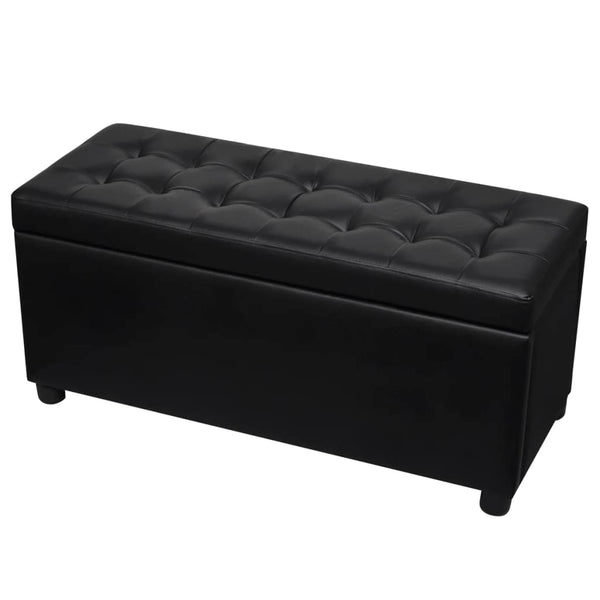 vidaXL Padded Storage Bench Faux Leather Black