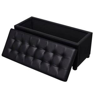 vidaXL Padded Storage Bench Faux Leather Black