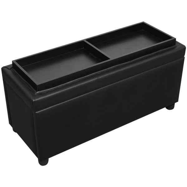 vidaXL Padded Storage Bench Faux Leather Black