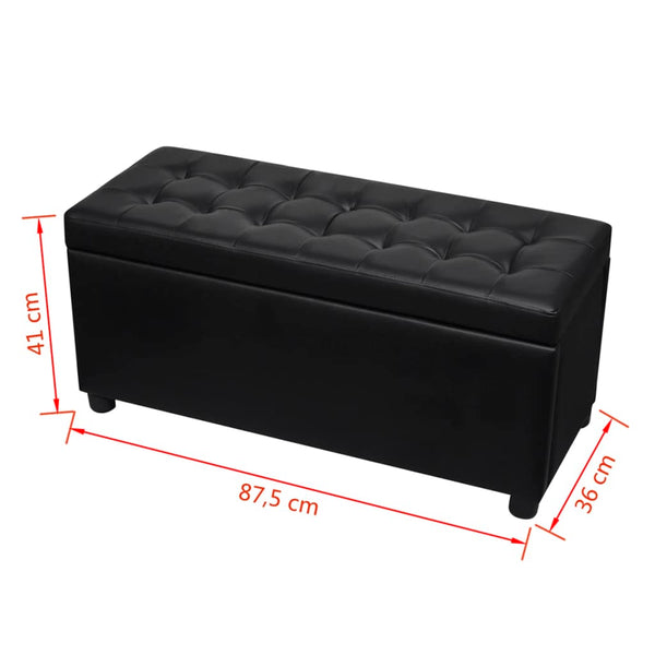 vidaXL Padded Storage Bench Faux Leather Black