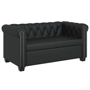 vidaXL Chesterfield 2-Seater Faux Leather Sofa Black