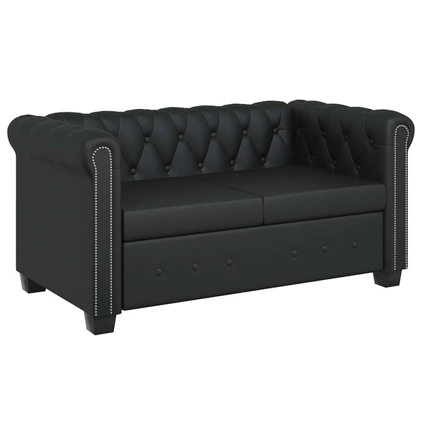 vidaXL Chesterfield 2-Seater Faux Leather Sofa Black