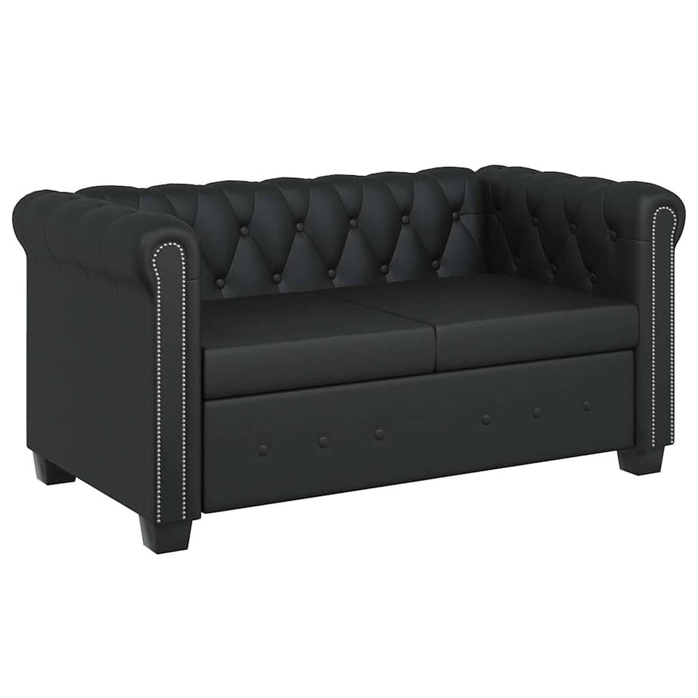 vidaXL Chesterfield 2-Seater Faux Leather Sofa Black