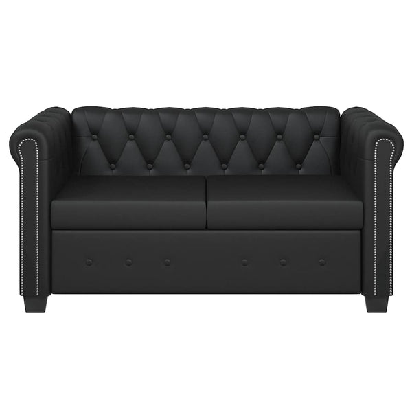 vidaXL Chesterfield 2-Seater Faux Leather Sofa Black