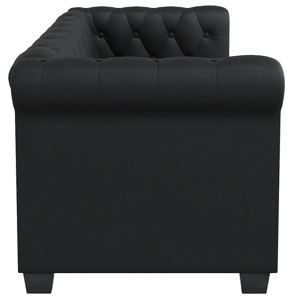 vidaXL Chesterfield 2-Seater Faux Leather Sofa Black