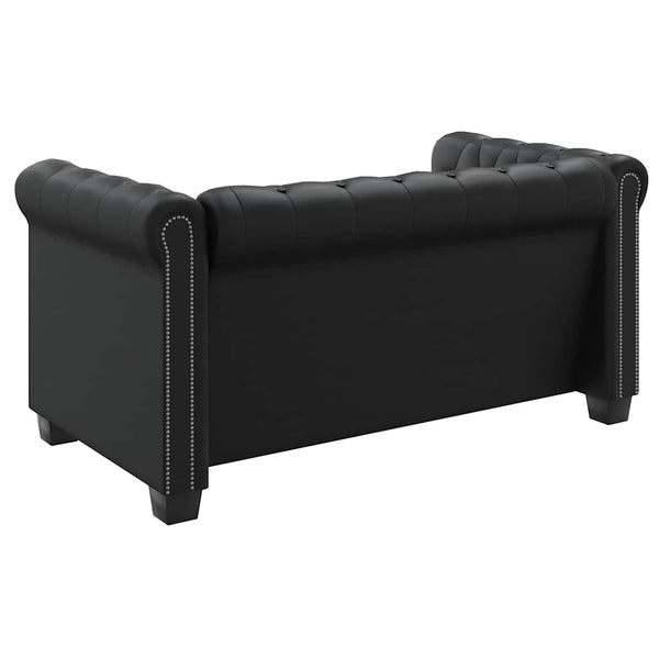 vidaXL Chesterfield 2-Seater Faux Leather Sofa Black
