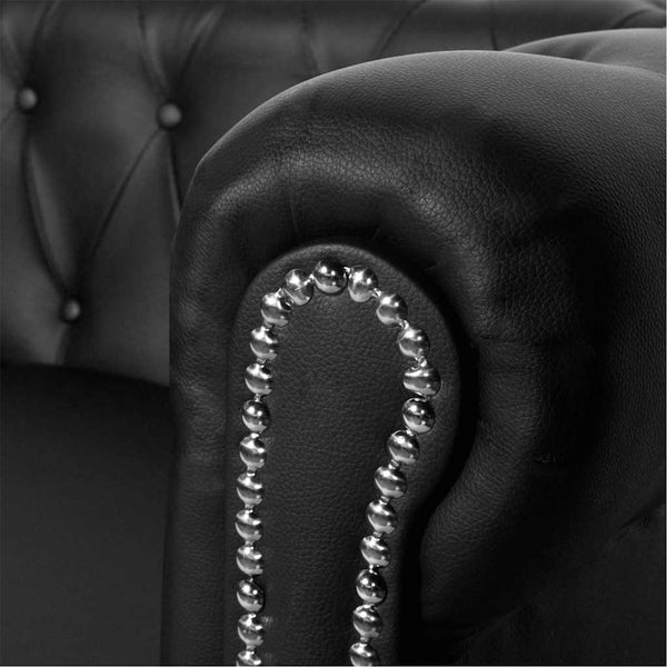 vidaXL Chesterfield 2-Seater Faux Leather Sofa Black