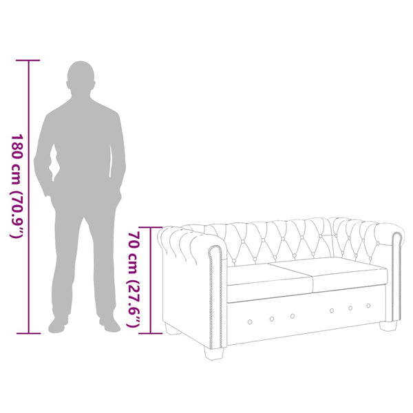 vidaXL Chesterfield 2-Seater Faux Leather Sofa Black