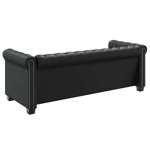 vidaXL Chesterfield 3-Seater Sofa Faux Leather Black