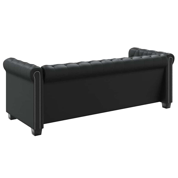 vidaXL Chesterfield 3-Seater Sofa Faux Leather Black