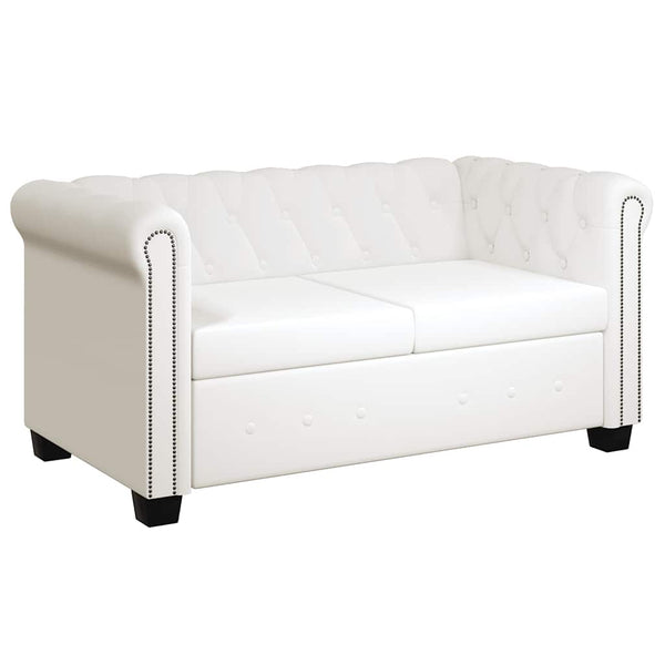vidaXL Chesterfield 2-Seater Artificial Leather Sofa White