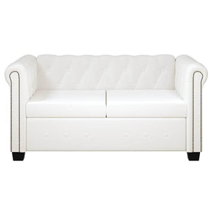 vidaXL Chesterfield 2-Seater Artificial Leather Sofa White