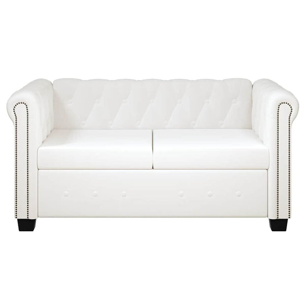 vidaXL Chesterfield 2-Seater Artificial Leather Sofa White