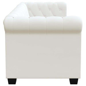 vidaXL Chesterfield 2-Seater Artificial Leather Sofa White