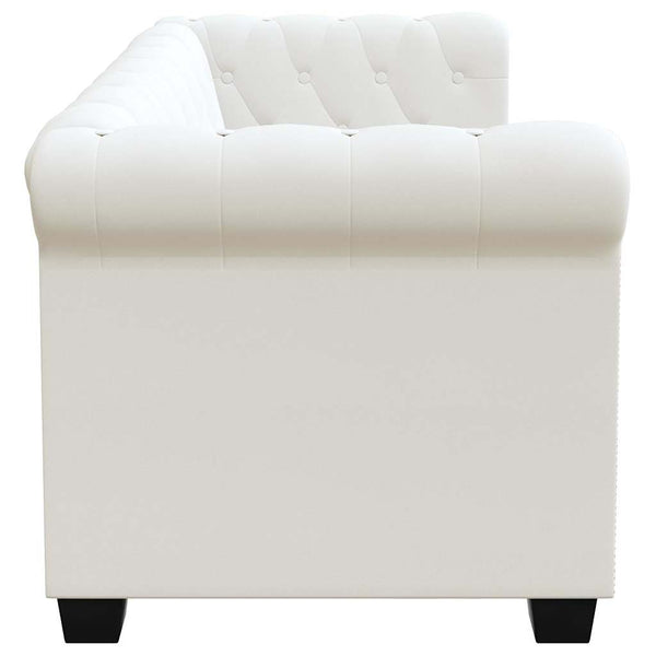 vidaXL Chesterfield 2-Seater Artificial Leather Sofa White