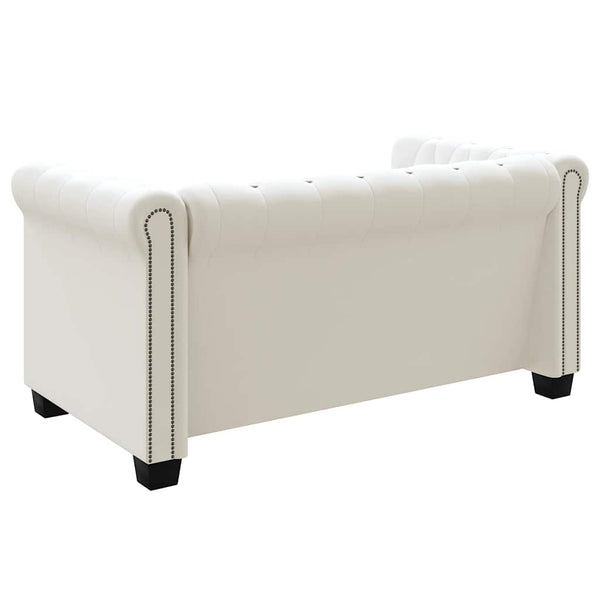 vidaXL Chesterfield 2-Seater Artificial Leather Sofa White