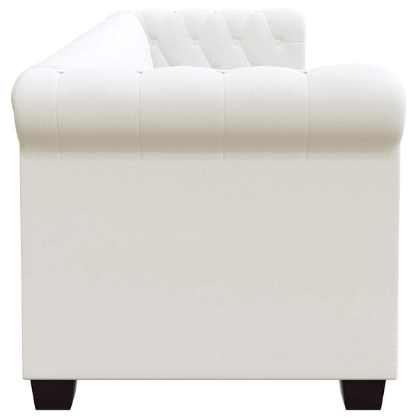 vidaXL Chesterfield 3-Seater Sofa Faux Leather White