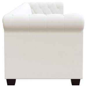 vidaXL Chesterfield 3-Seater Sofa Faux Leather White