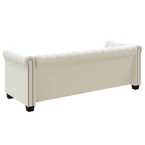 vidaXL Chesterfield 3-Seater Sofa Faux Leather White