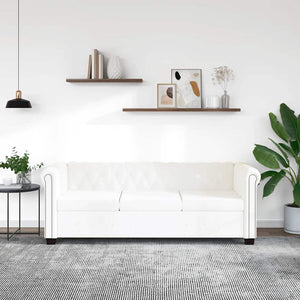 vidaXL Chesterfield 3-Seater Sofa Faux Leather White