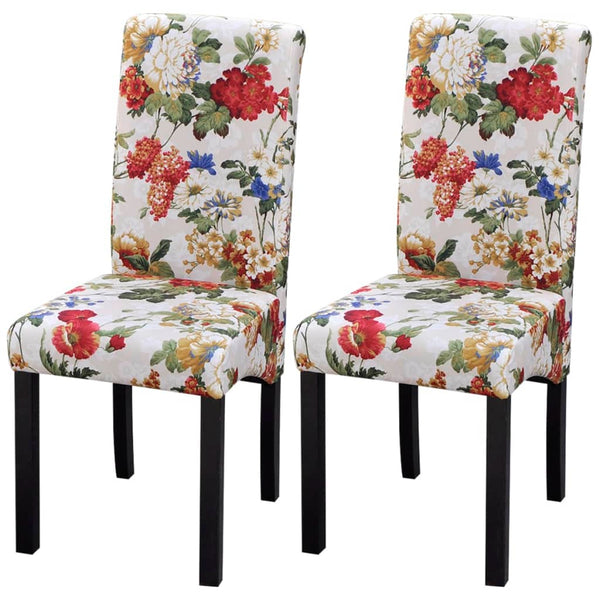 vidaXL Dining Chairs 2 pcs Fabric Multicolor