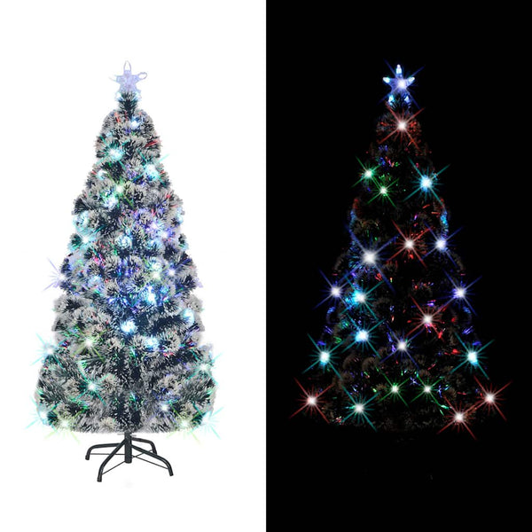 vidaXL Pre-Lit Christmas Tree with Stand and LED 210 cm Fiber Optic