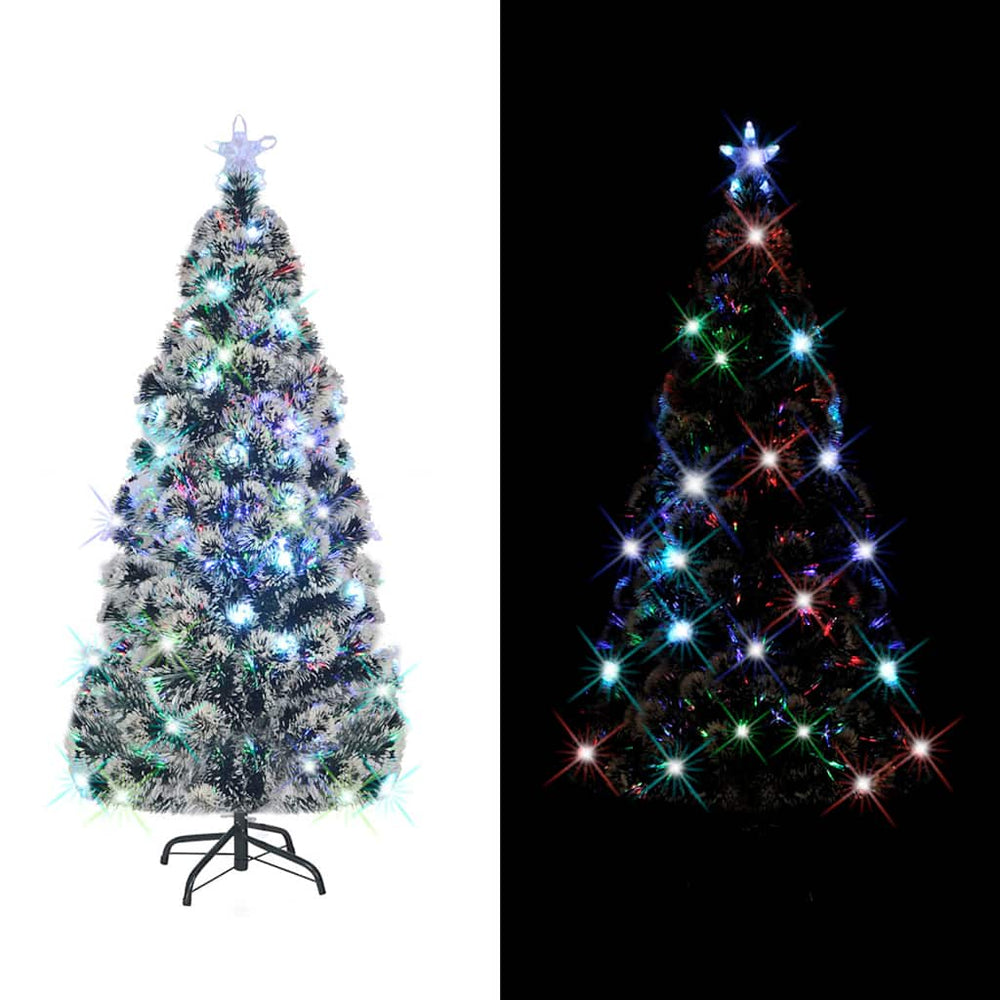 vidaXL Pre-Lit Christmas Tree with Stand and LED 210 cm Fiber Optic