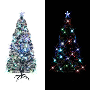 vidaXL Pre-Lit Christmas Tree with Stand and LED 210 cm Fiber Optic